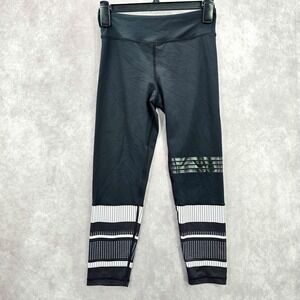 Lilybod Black White  Geometric Stripe‎ Cropped Active Legging Pant Bottom Small